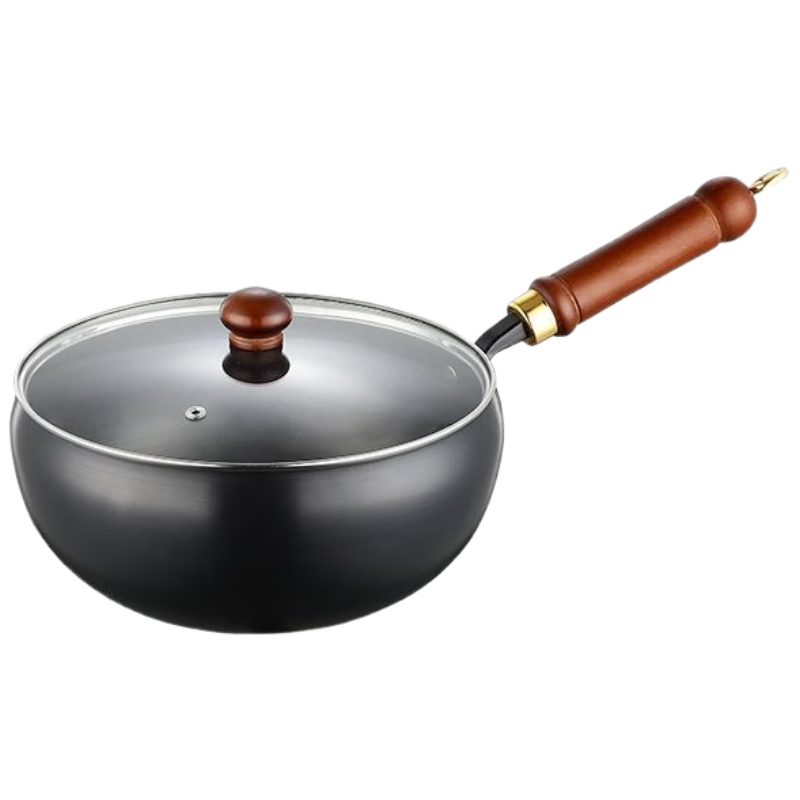 Jingyan Authentic Zhangqiu Large Belly Cast Iron Wok Non-Coated Non-Stick Flat Bottom Stir Fry Pan for Home Cooking Compatible with Gas and Induction Cookers