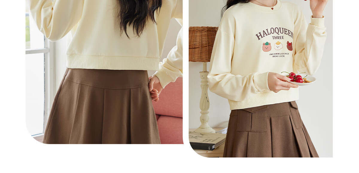 Halo Queen Women's Sweatshirt, Spring And Autumn Round Neck, Little Bear Christmas Outfit, Fashionable Loose Top Jacket H143W1002 50