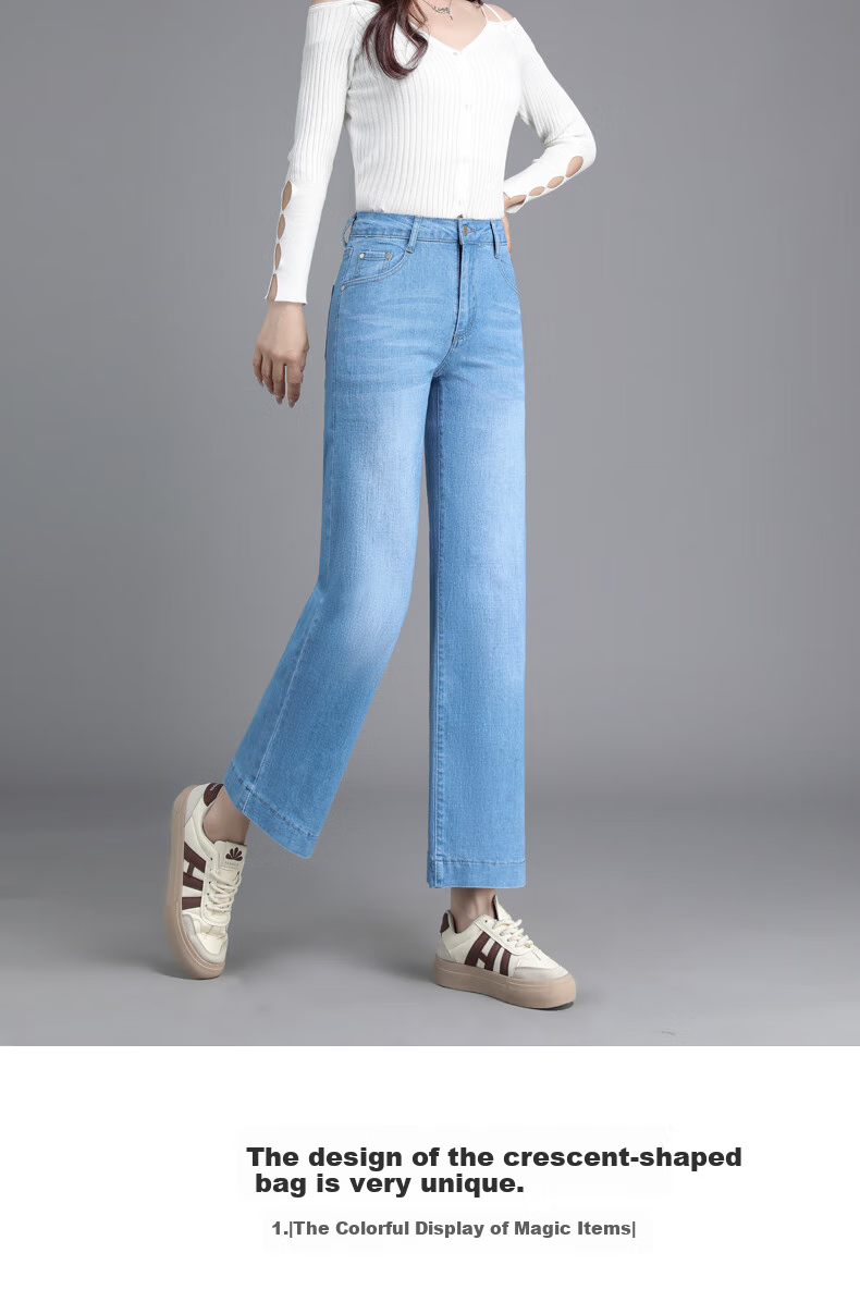 Pierre Cardin Women's Jeans 2026 Summer Casual Comfortable High Waist Slimming Wide Leg Retro Blue M 3