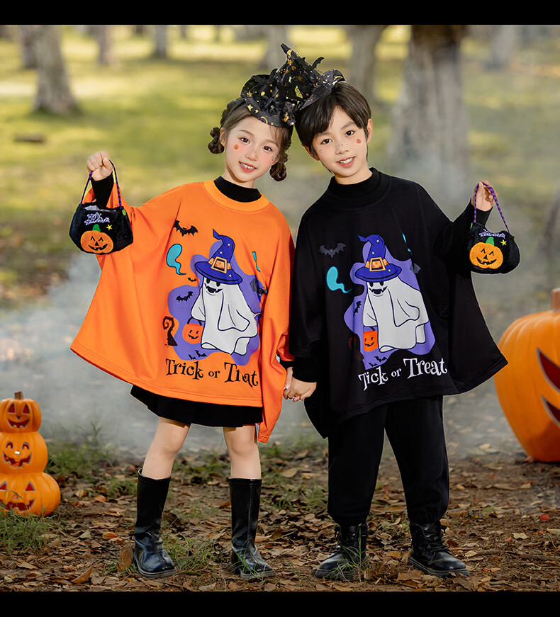 Suhan Tang Halloween Costume Kids Cosplay Boys and Girls Ghost Prank Cartoon Top Bat Shirt (Size S) 7