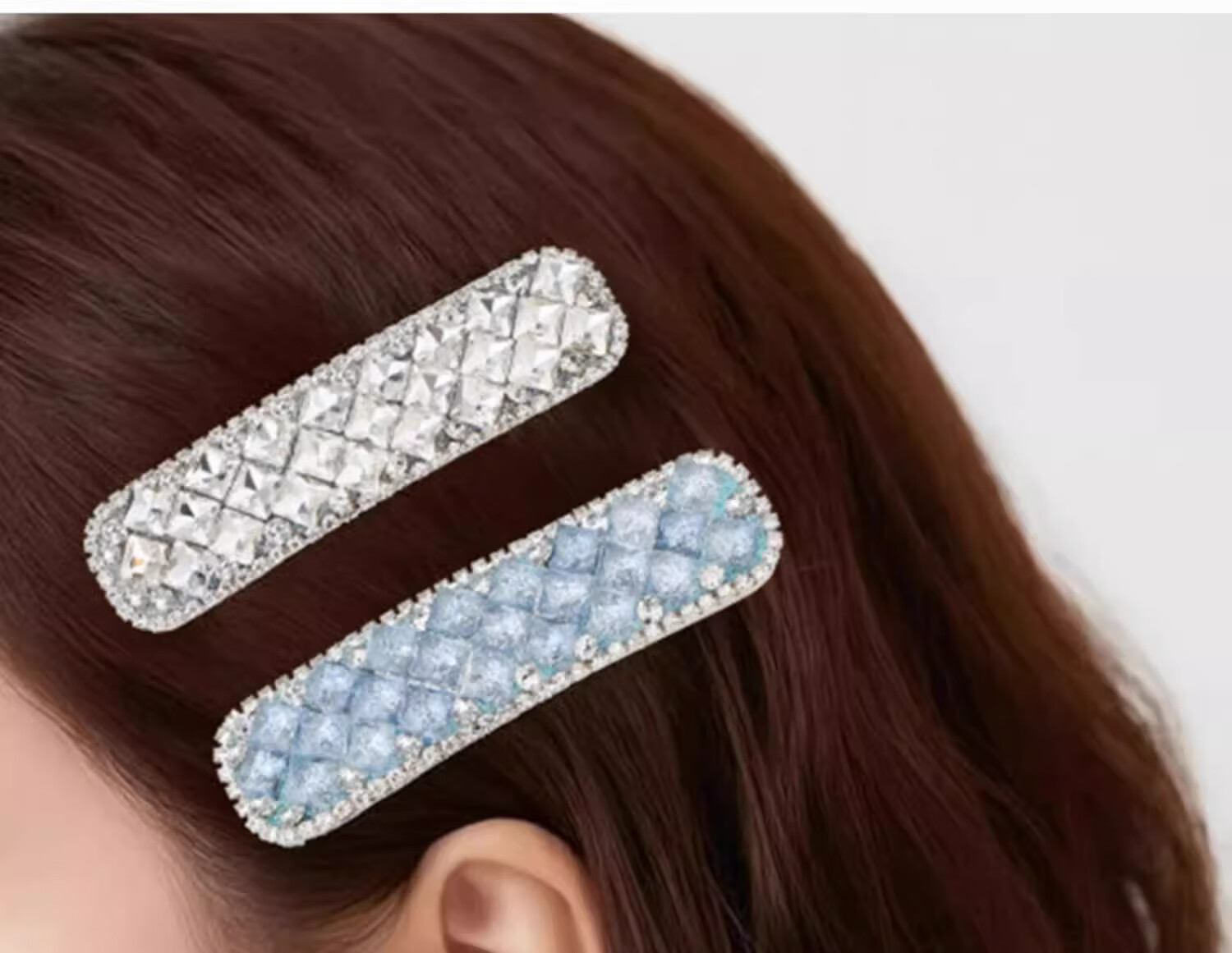 Aji Bean Women's Hair Clip Fashion Shiny Galaxy Blue Diamond Bowknot Bangs Clip Exquisite Luxury Side Clip for Flyaway Hair 4