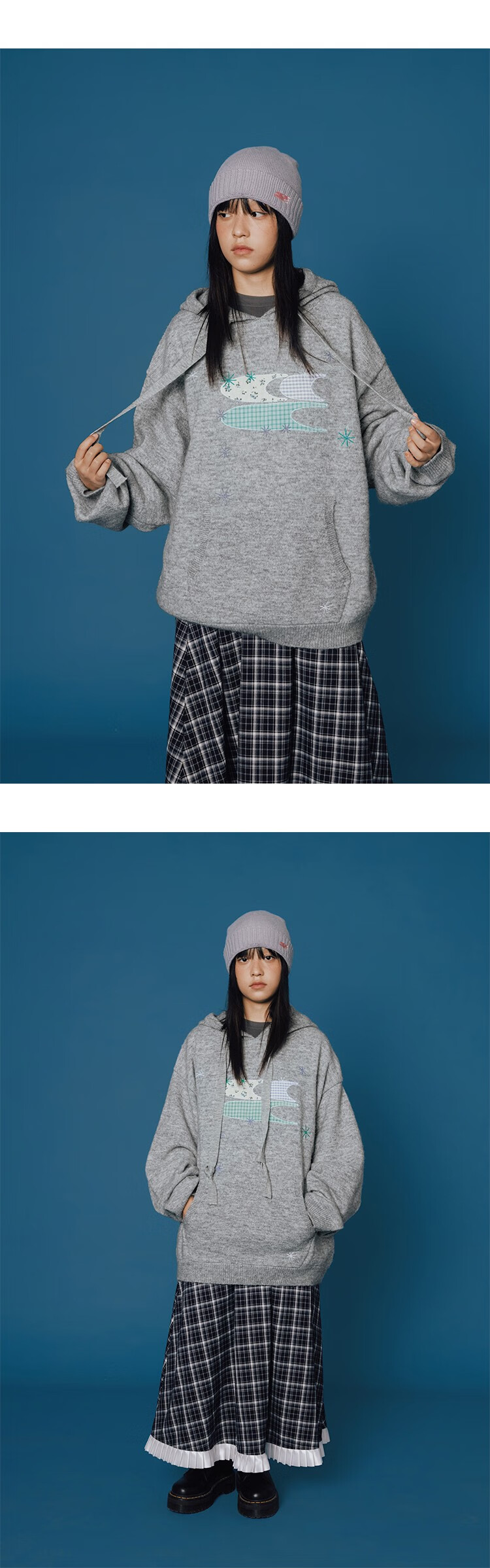 CryingCenter Patchwork Star 3C Hooded Sweater Unisex Heather Gray L 5
