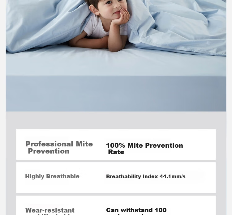 Shupiaoer 100% Pure Cotton Class A Duvet Cover, Washable Anti-Mite Bedding, Mite-Proof Duvet Cover - Blue, 200×230cm 7