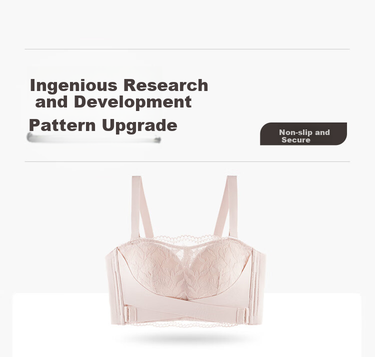 Moonbadi Women's Bra, Minimizing for Large Breasts, Strapless Bandeau, Non-Slip, Wireless, Lace, Push-Up, Side Support Bra 10