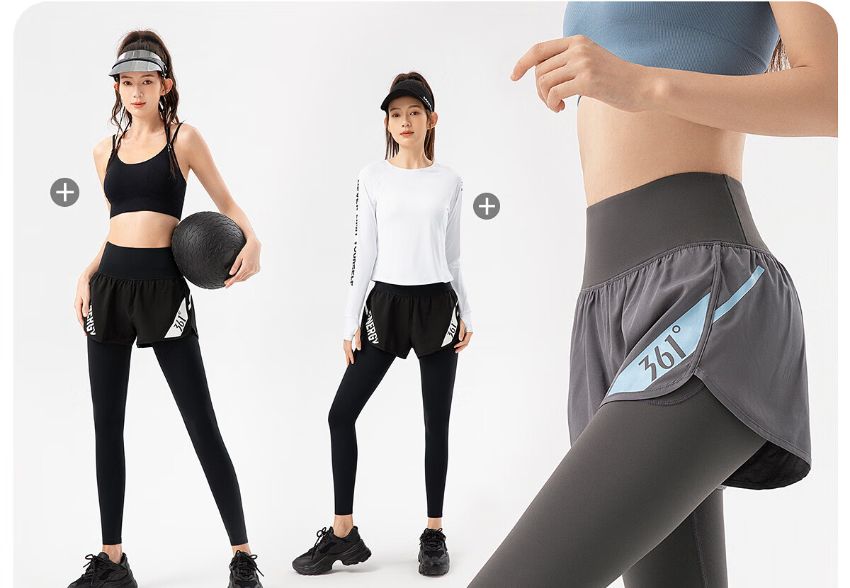 361° Women's Sports Pants Fitness Pants Two-in-One Yoga Pants High Waist Hip-Lifting Slimming Yoga Running Tights 26