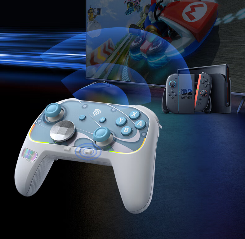 EasySMX S10 Nintendo Switch 2nd Gen Pro Game Controller One-Key Wake Joy-Con Bluetooth HD Vibration PC Steam Zelda Pokémon Macro Programming White 2