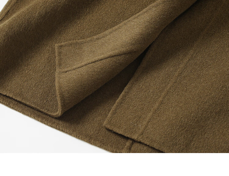 Demana College Style Winter Hooded Long Sleeve Mid-Length Wool Coat with Front Pockets and Open Placket 26