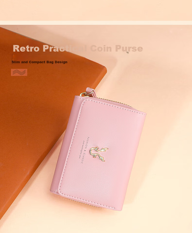 Viney Leather Women's Wallet, Short Foldable Zipper Coin Purse, Multi-Card Slots, Multifunctional Money Clip, Card Holder, ID Holder 1