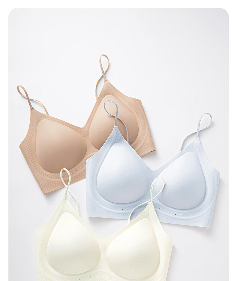 PBENO Women's Wireless Camellia Scented Push-Up Bra, Pink Beige, Size M (90-105 Jin) 13