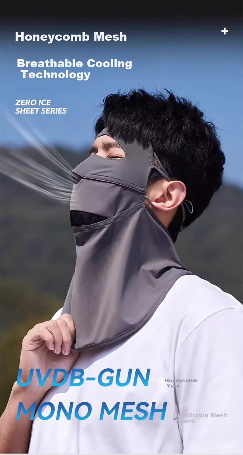 Ousen Sun Protection Face Mask for Men, Summer UV-Resistant, Cycling, Outdoor Hiking, Windproof, Dustproof, Sun-Shading, Ice Silk Full Face Mask 7