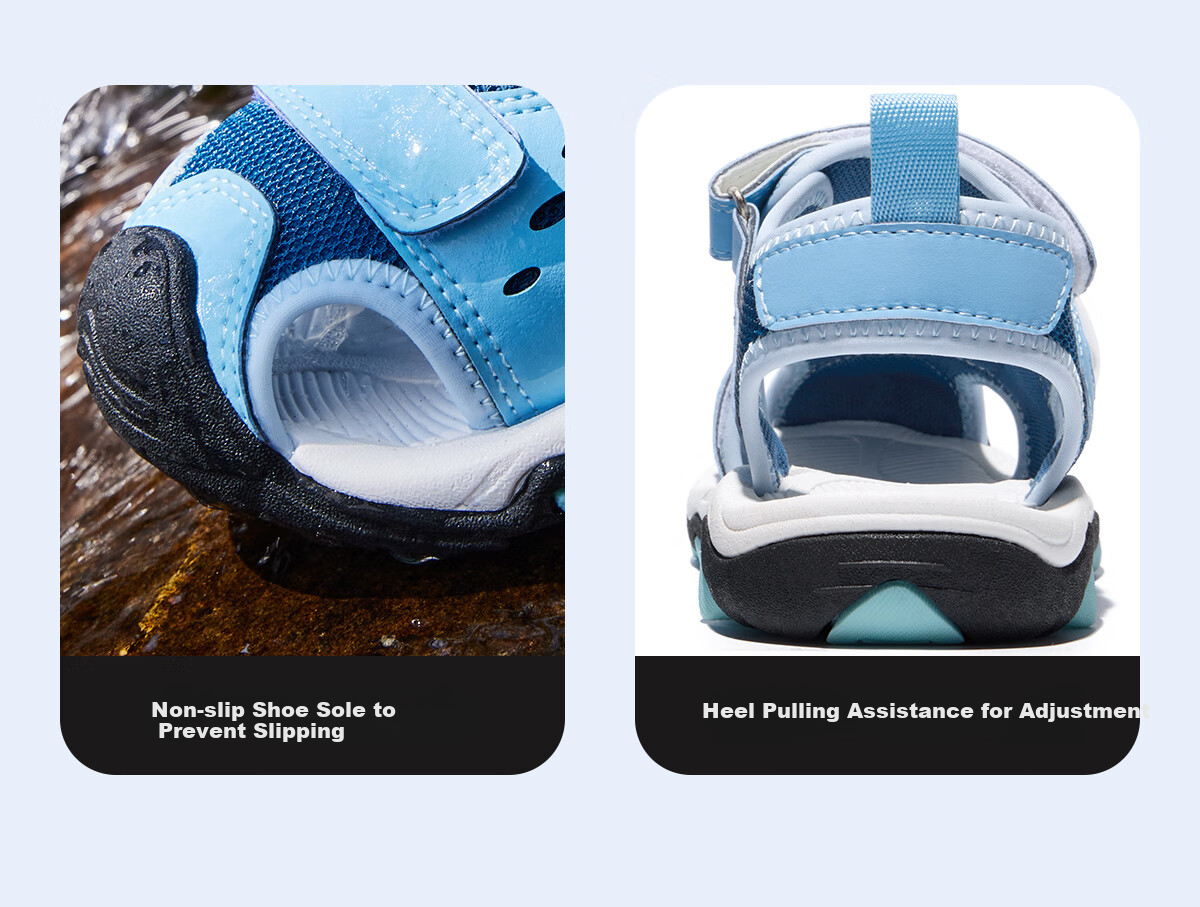 CAMEL Children's Sandals, Summer Beach Shoes, Closed-Toe, Anti-Collision, Non-Slip, Velcro Straps, for Older Childre 5