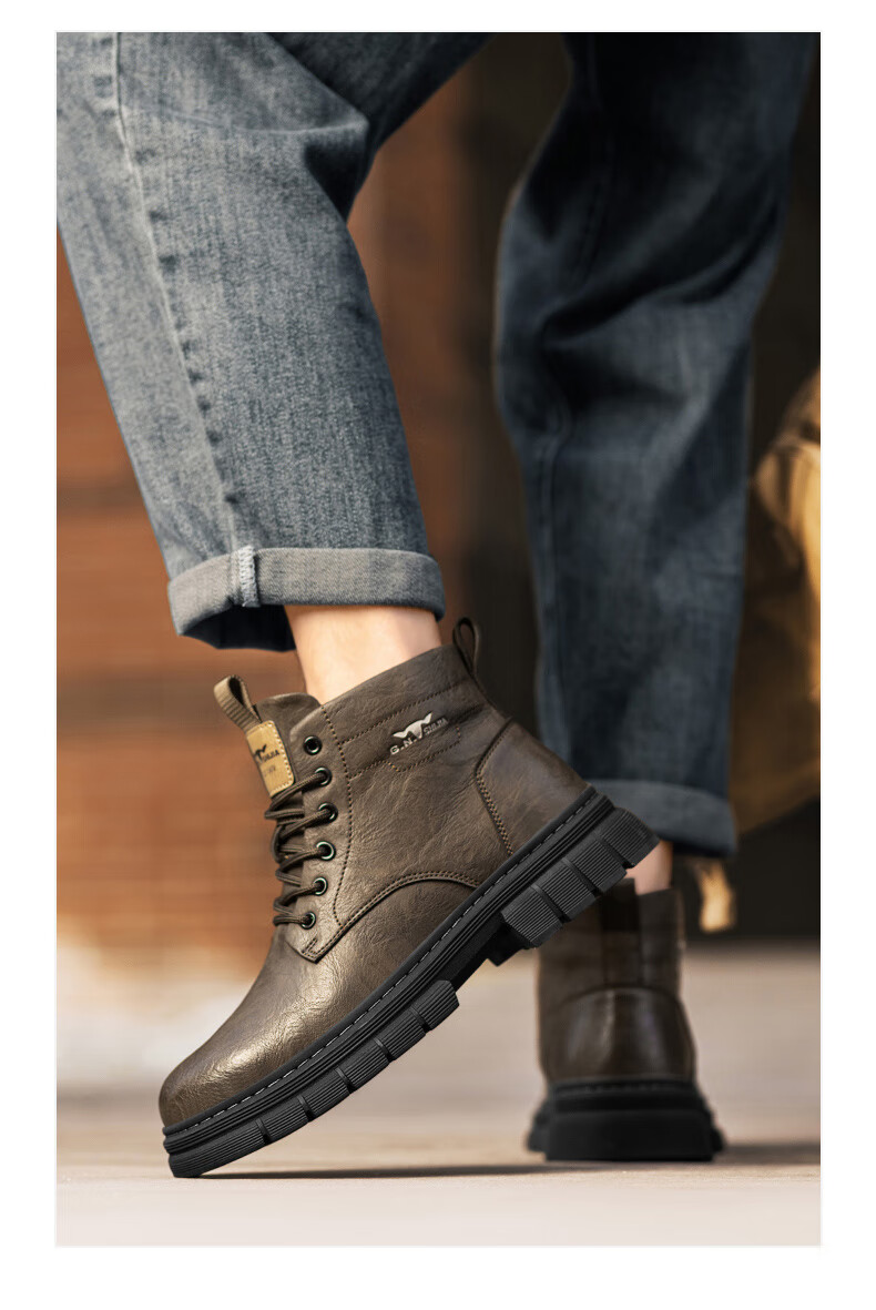 Bull Family Men's Shoes Spring Autumn New British Style Martin Boots Fashion Trendy Men's Work Boots Versatile Durable Shoes 27