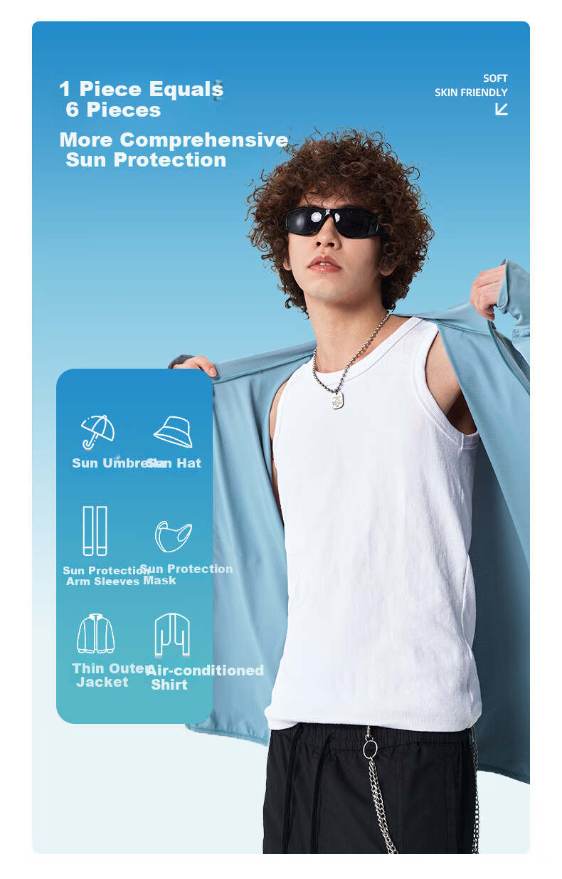 Warrior Ice Silk Sun Protection Jacket for Men, Summer UV Protection, Moisture-Wicking Quick-Dry Skin Coat, Hooded Cool Casual Fishing Wear for Men A 4