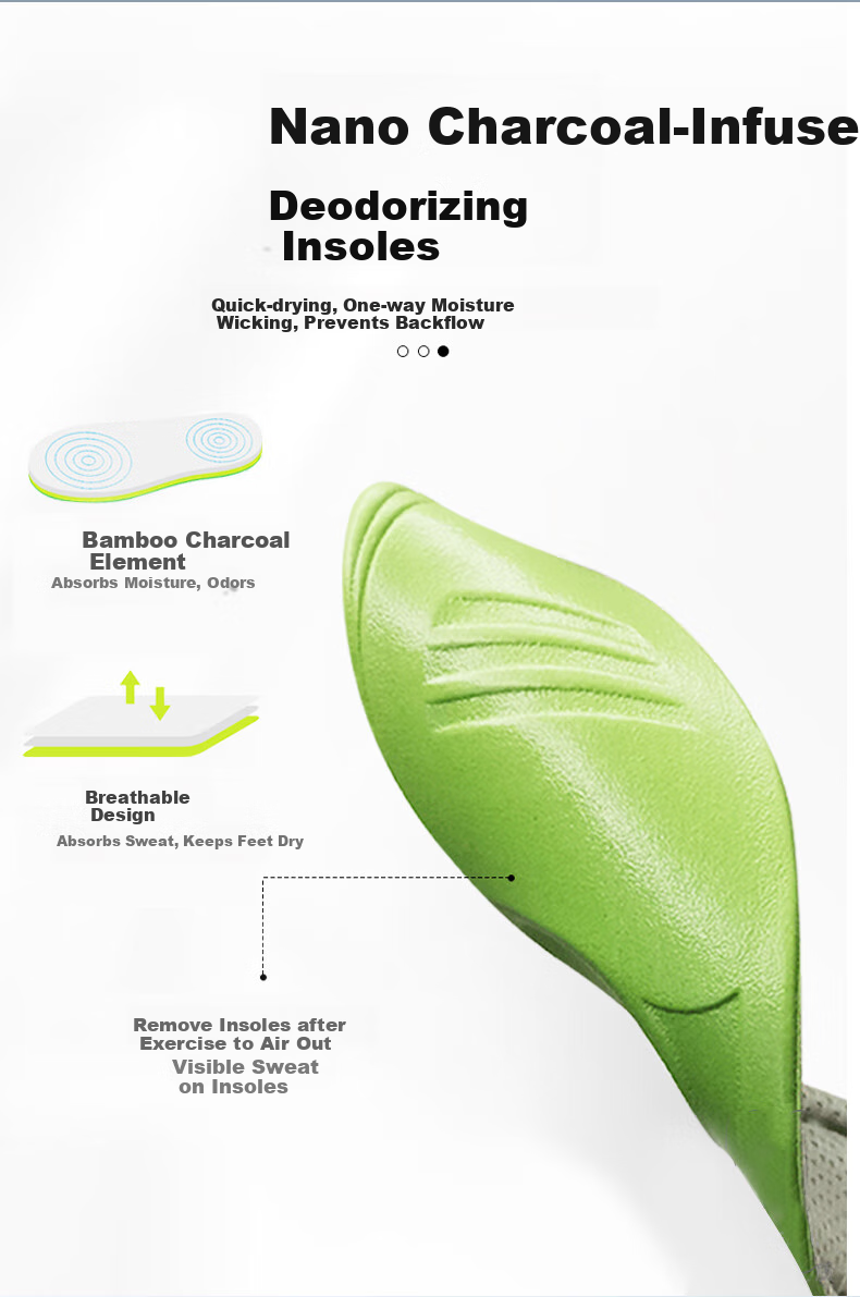 FOOTOPPO Nano Odor-Resistant Insoles for Men, Sweat-Absorbing, Breathable, Anti-Bacterial, Ultra-Soft Sports Insoles for Women and Men 8