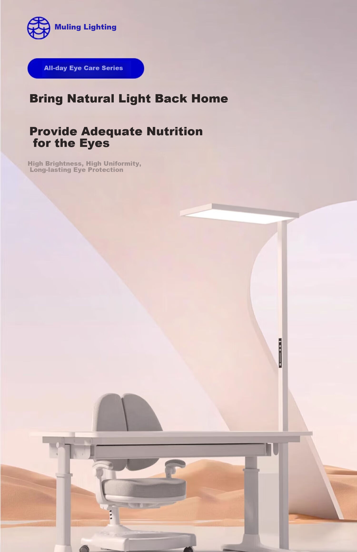 Mulinsenzhaoming Standing Eye Protection Desk Lamp, Full Spectrum Light Beads, Children's Study Floor Lamp, Voice-Controlled Model 3