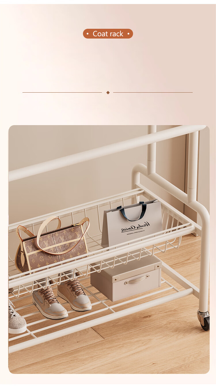 Yupin Coat Rack, Floor-Standing, for Bedroom Use, Clothes Drying Rack, Balcony Storage Organizer, Movable Hanger, MJ121 Double-Layer 80 6
