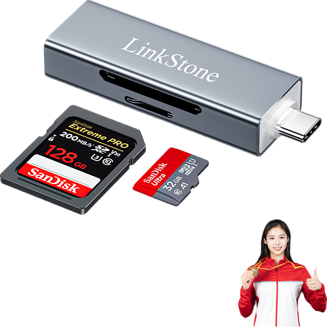 LinkStone Type-C High-Speed Camera Card Reader, Multifunctional All-In SD Card TF Card Storage Memory Card, Compatible with Computers, Tablets, Apple 16/17, Huawei IPad, Canon Ccd
