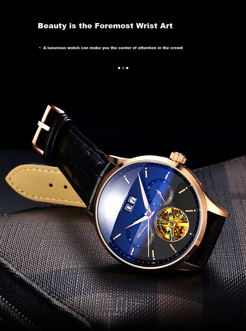 Bestdon Men's Watch, Skeleton Mechanical Watch, Multifunctional Waterproof Wristwatch, Gift Box for Men, Gift for Boys And Friends 12