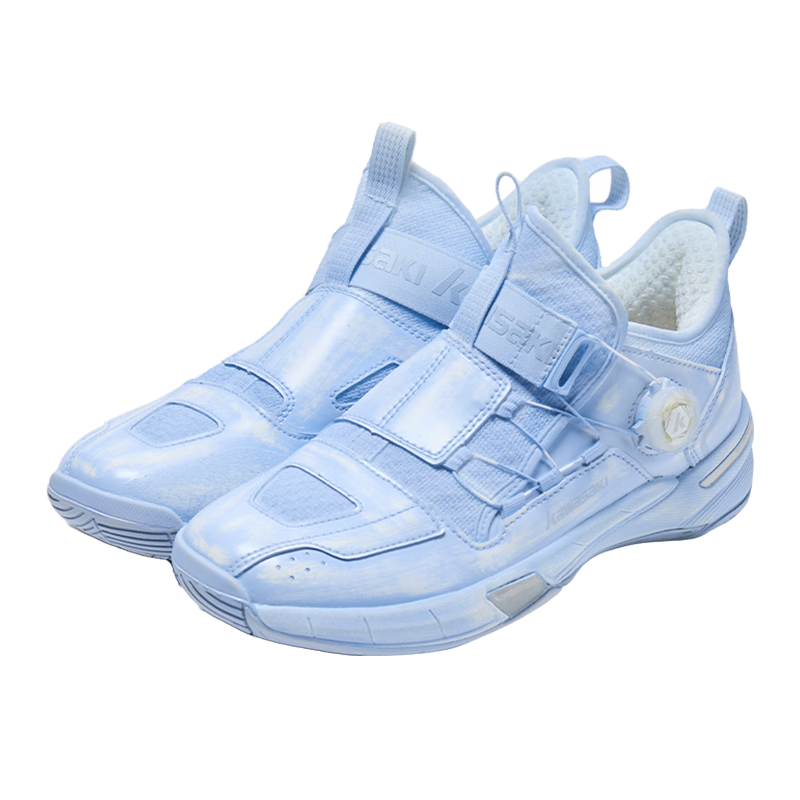 KAWASAKI Badminton Shoes Durable Button Shoelaces Unisex Sports Shoes Crossing 2.0 Mid Light Blue Size 43