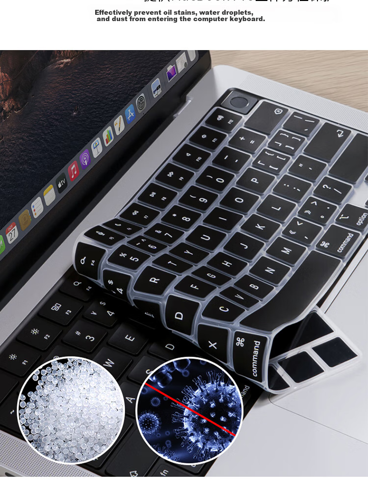 ESCASE MacBookPro 16/14 Inch 2021 Laptop Keyboard Protector for 14.2"/16.2" Universal, Apple Accessory A2442/A248new Soft Transparent Black 9