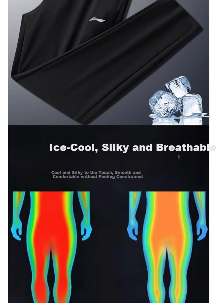 LI-NING Men's Ice Silk Sports Pants Spring Summer Cool Quick-Dry Breathable Sweatpants Jogging Casual Jogger Trousers 6