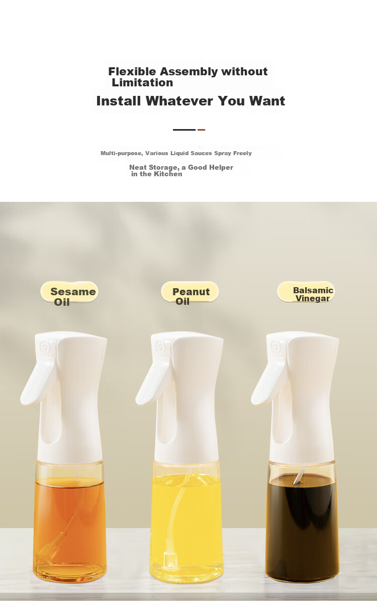 Double Gun Oil Dispenser Spray and Pour Two-in-One Atomizing Edible Oil Glass Bottle Kitchen Household Oil Drip-Free 9