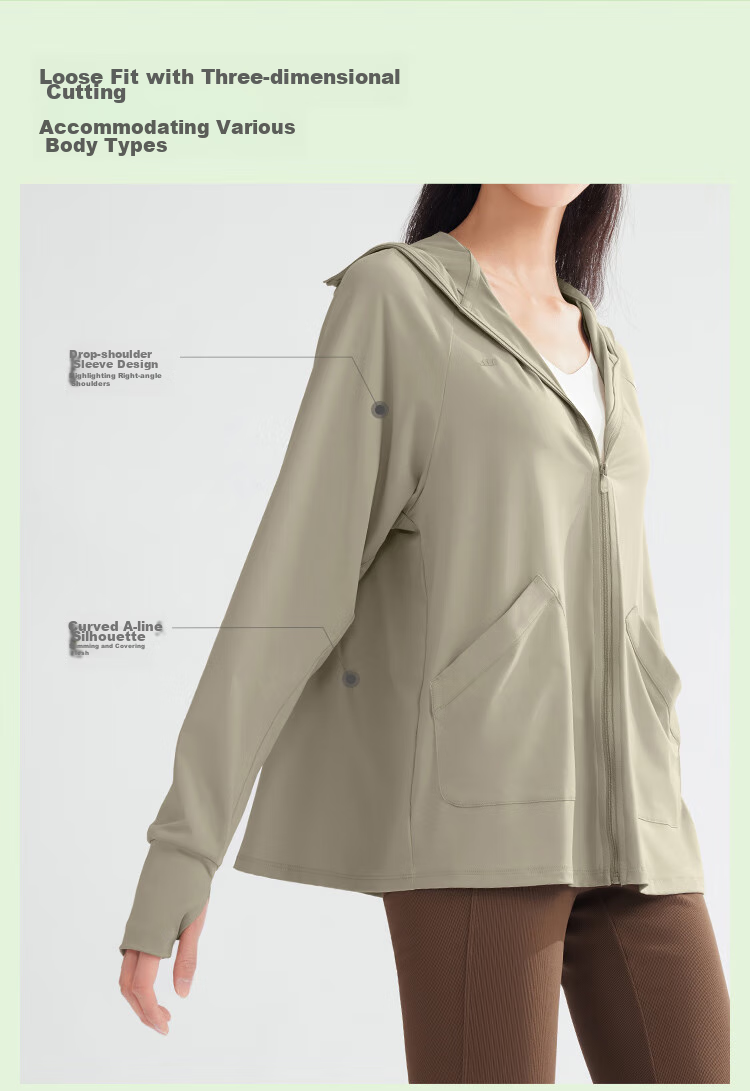 Beneunder Women's Sunscreen Jacket UV Protection Lightweight Quick-Dry Breathable 2026 New TS004 Bud Green XL 11