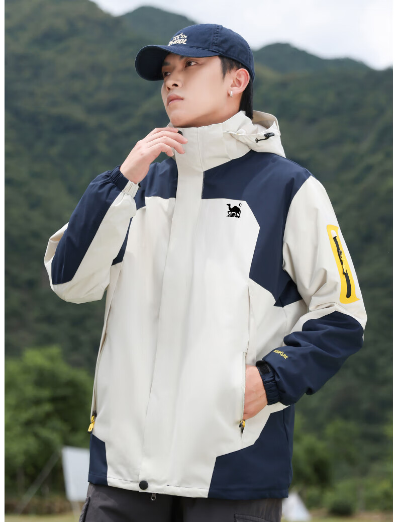 EASTERN CAMEL Couple's Three-In Outdoor Jacket for Men And Women with Detachable Windproof Layer, Black Three-In 3XL 30