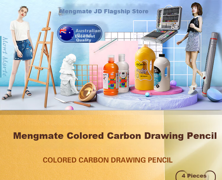 Mont Marte Charcoal Pencils 4 Pieces, Sketch Pencils, Colored Charcoal Pencils, Drawing Pencils for Art, Student Sketching, Quick Drawing, Live Drawing Set MPN0085 Art Live Drawing 2