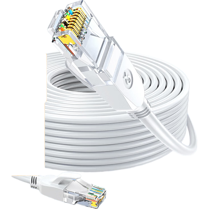 BIAZE CAT6 Ethernet Cable, 50 Meters, High-Speed Gigabit Network Connection Cable, Unshielded 8-Core Twisted Pair Patch Cord for Home Computer Broadband Set-Top Box, White
