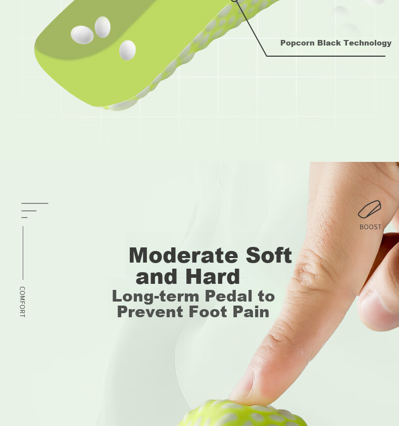 FOOTOPPO Boost Height-Increasing Insoles for Men And Women, Odor-Resistant Soft Sole Comfortable Popcorn High-Elastic Shock-Absorbing Invisible Half Insoles 9