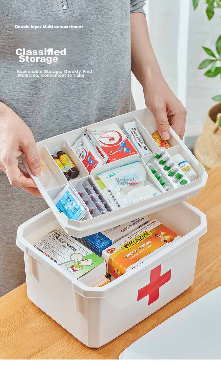 Youjialiangpin Plastic Household Medicine Box, Family Medicine Storage Container, Large Size 4