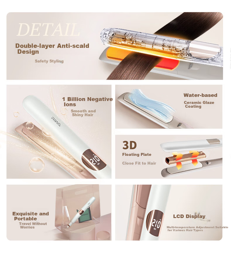 RIWA Straightening Iron, Negative Ion Hair Straightener, Curling Iron, Dual-Use for Straightening And Curling, Bangs, Birthday Gift for Girlfriend, RB-8351 2