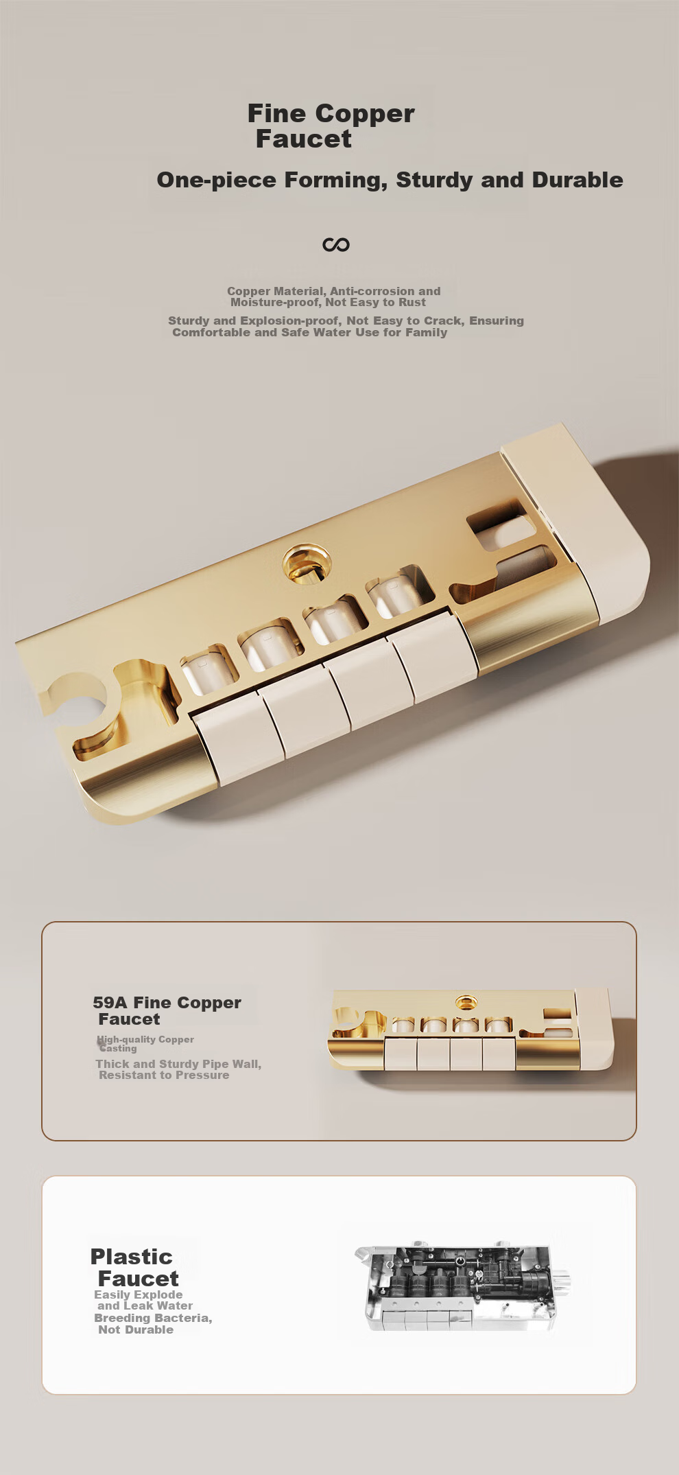 MICOE Shower Set, Cream White, Four-Function Pressurized Bathroom Shower, Piano Key Temperature Control Shower Head, Complete Set M5 11