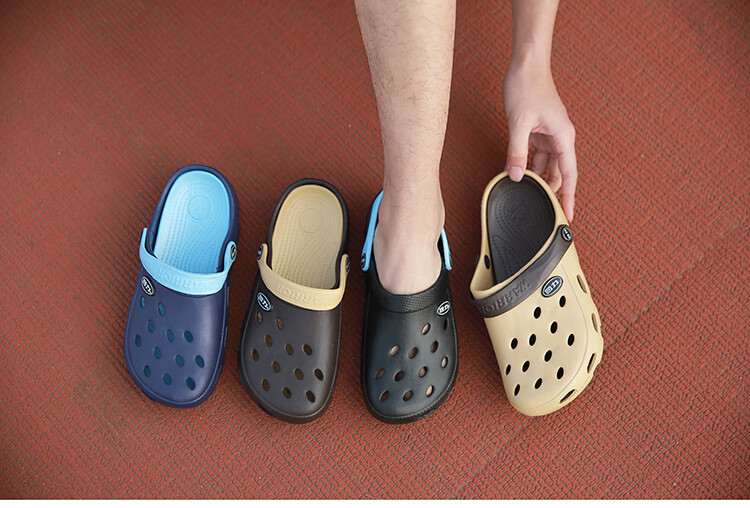 Warrior Casual Couple Slippers, Breathable Outdoor Versatile Closed-Toe Beach Shoes, Lightweight Perforated Sandals, 049 Red, Size 40 1