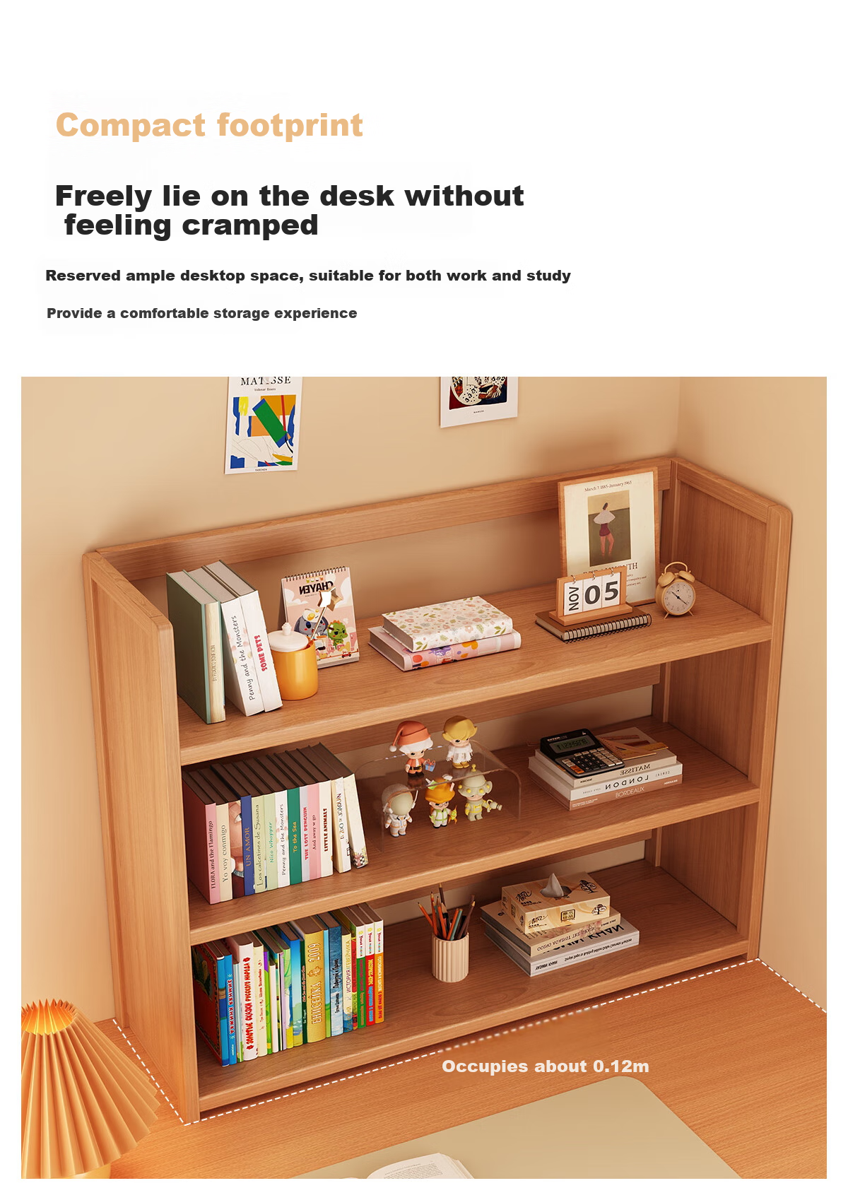 XIAOJIANGCAI Bookshelf Storage Rack, Office Desk Organizer, Home Multi-Layer Student Dormitory Storage, Multifunctional Three-Tier 65 4