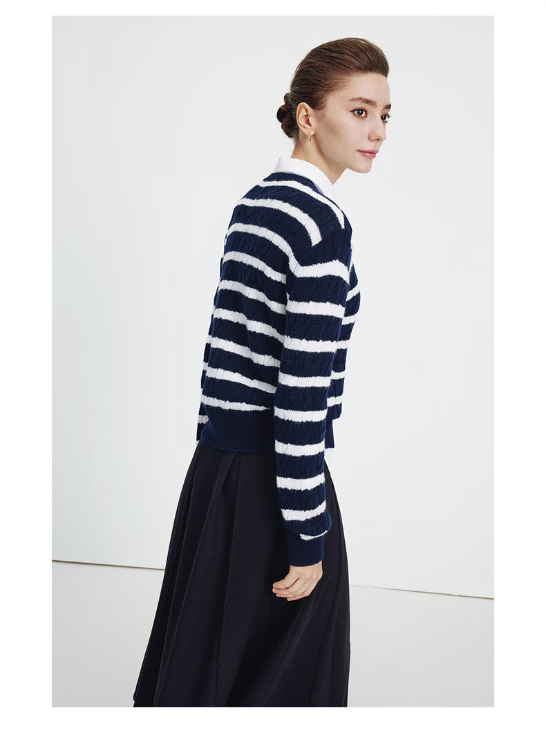 Navikail [Celebrity Style] Italy Small Sailboat Women's 25 New Full Wool Knit Cardigan Jacket 2334095501 18