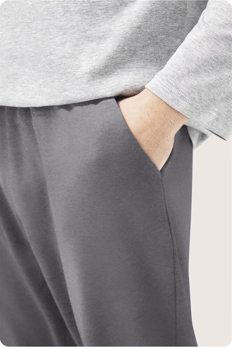 Langsha Men's Pure Cotton Antibacterial Mite-Resistant Casual Sleep Pants Loose Comfortable Long Pants for Spring and Autumn Homewear 7