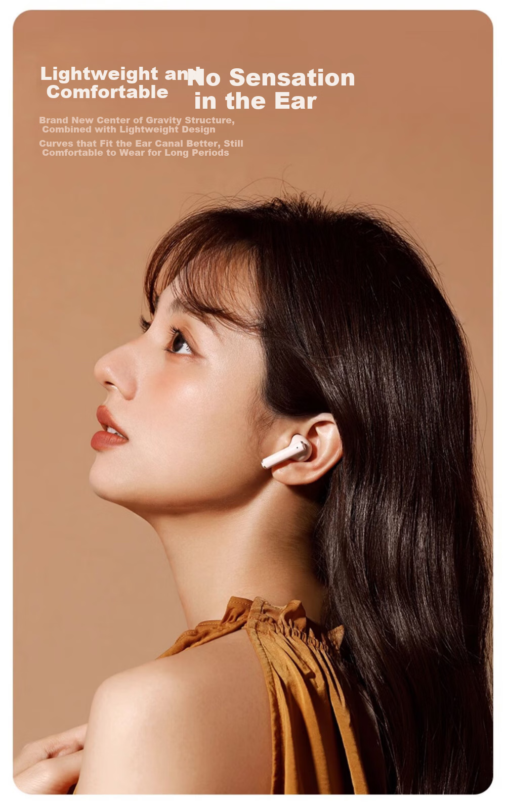 EARISE [Berlin Sound] Retro Camera Style Deep Noise Reduction Long Battery Life Semi-In True Wireless Bluetooth Earphones for Sports Running Q86 Skin Color 8