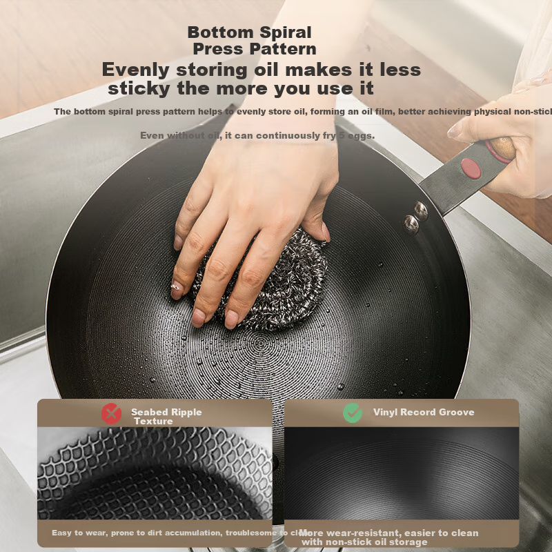 Zhongkang Mini Small Iron Wok Stir-Fry Pan, Non-Coated Traditional Pure Iron, Lightweight for Home Use, Rust-Resistant, Compatible with Induction And Gas Stoves, 26cm