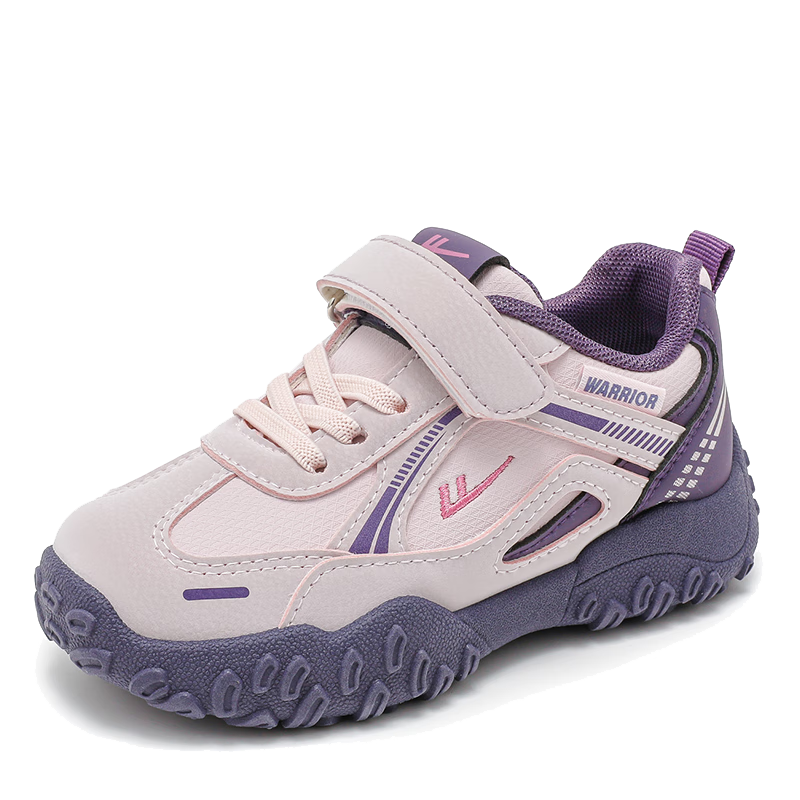 Warrior Kids Girls Running Shoes Spring Autumn Velcro Boys Sports Dad Shoes WZ-1813 Pink Purple Size 31