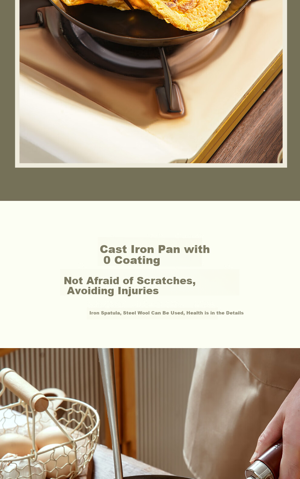 RIVER LIGHT Japanese Imported Flat Bottom Frying Pan, Home Steak Griddle, Low-Smoke Pancake Pan for Gas Stove And Open Flame, 26cm 7
