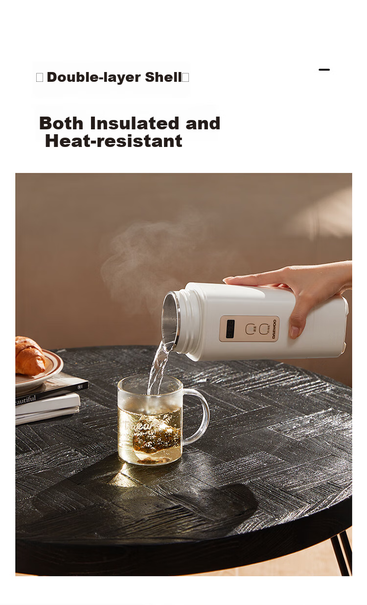 DAEWOO [Mid-Autumn Festival And National Day Travel] Portable Electric Kettle Water Boiler, 316 Stainless Steel, Travel Electric Hot Water Kettle Heating Cup, Baby Constant Temperature, Travel Insulation D9 450ml 19
