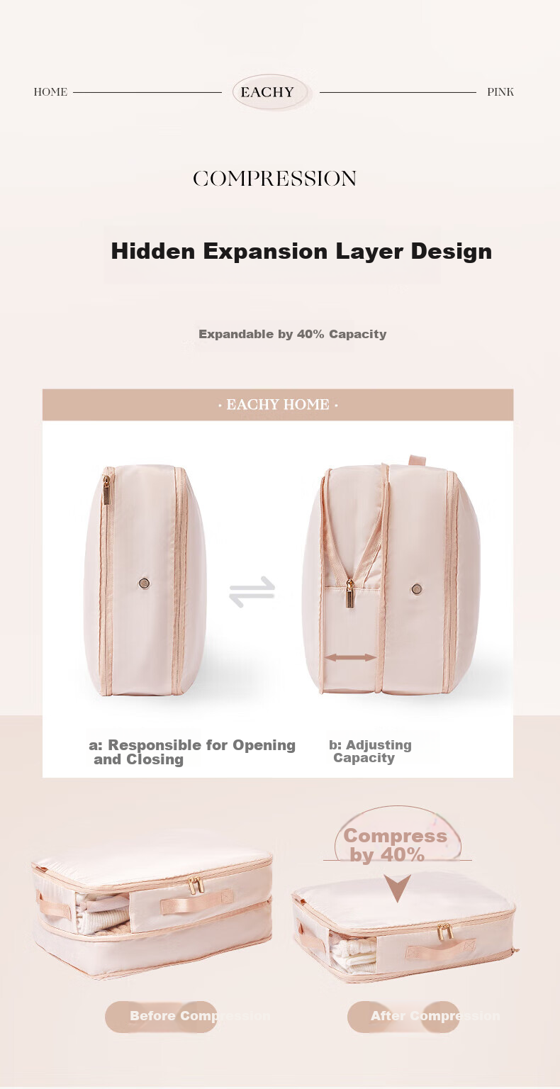 EACHY down Jacket Storage Bag, Home Quilt Clothes Travel Compression Bag Luggage-Specific Storage Bag, Almond Powder S 3