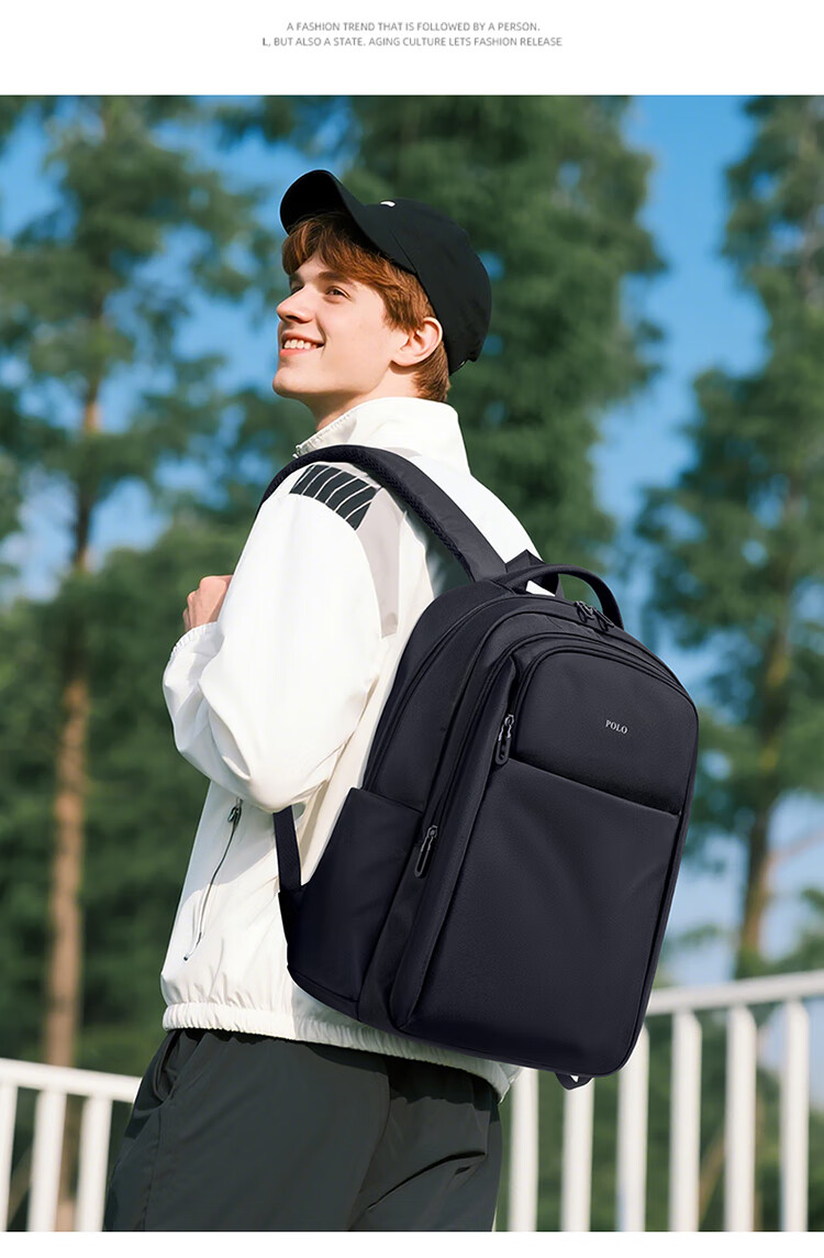 POLO Men's Short-haul Travel Backpack Men's Student School Bag 16/17.3 Inch Laptop Bag Business Travel Bag 1