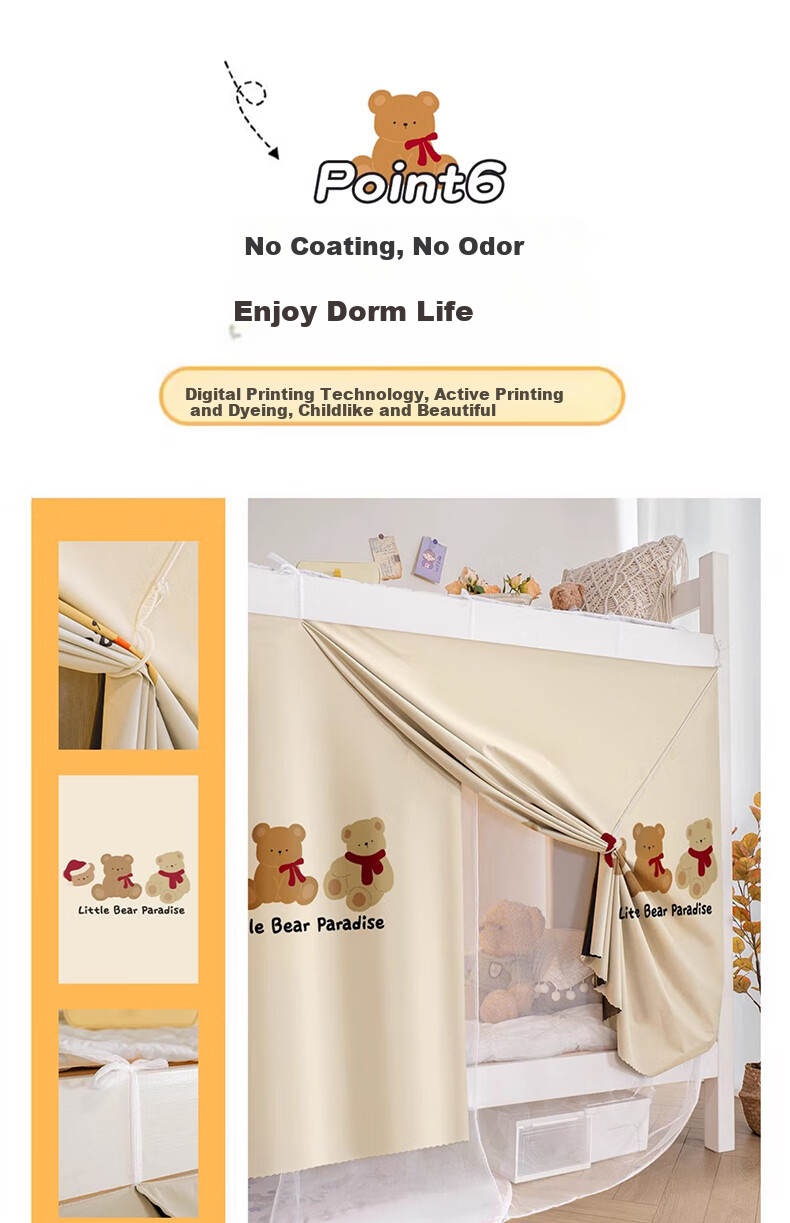 YANYANGTIAN Student Dormitory Thickened Strong Light-Blocking Integrated Bed Curtain Mosquito Net, for 0.9m Bed [Specially Designed for Lower Bunk Beds] 16