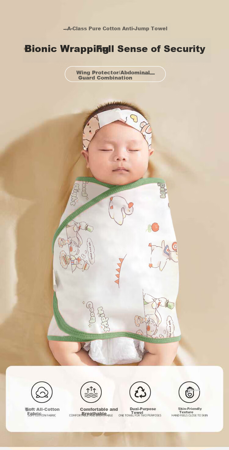 Bledilait Newborn Baby Swaddle, Anti-Startle Pure Cotton Children's Wrap Sleeping Bag, Summer Thin Sleep Aid, Swaddling Cloth, 2 Pieces 1