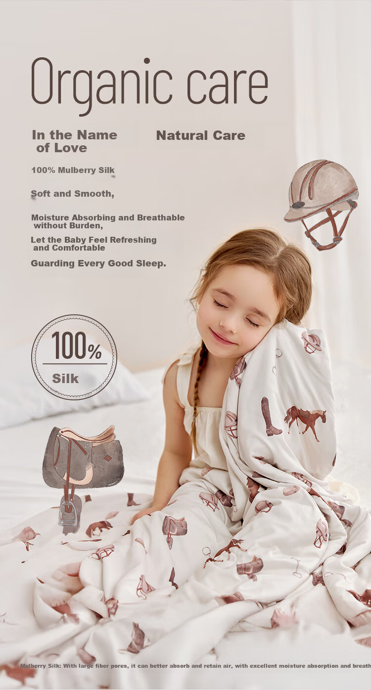 YEEHOO 100% Mulberry Silk Comforter, Washable, Maternal And Infant Class A Antibacterial, Anti-Mite Cooling Quilt, Air Conditioning Summer Cool Blanket, 105*140 2