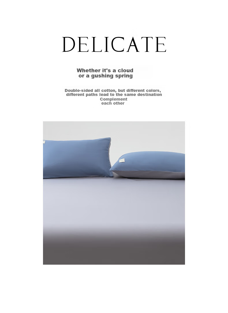 Grace Class A 7A Antibacterial Pure Cotton Xinjiang Cotton Bedding Set of Four Pieces, Duvet Cover 200*230cm, for 1.5/1.8m Bed, Royal Blue + Light Gray 10