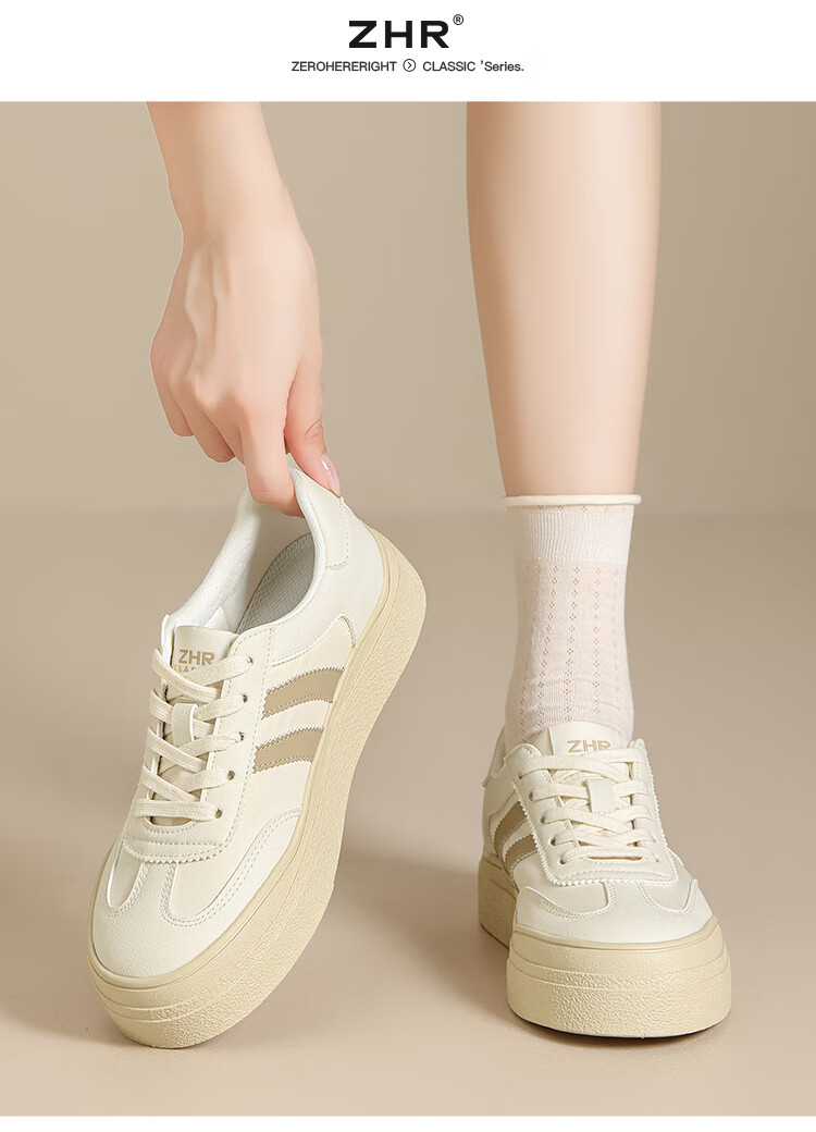 ZHR ZEZHE Summer Women's Mesh Lightweight Thick-Soled Breathable White Sneakers KS109E Beige Black Size 38 12